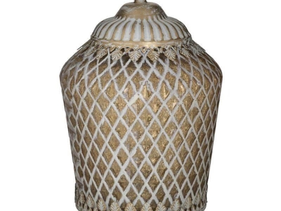 Φανάρι Led 3-70-912-0155 16X22 Antique White-Gold Inart Μέταλλο,Γυαλί