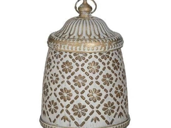 Φανάρι Led 3-70-912-0157 9X14 Antique White-Gold Inart Μέταλλο,Γυαλί