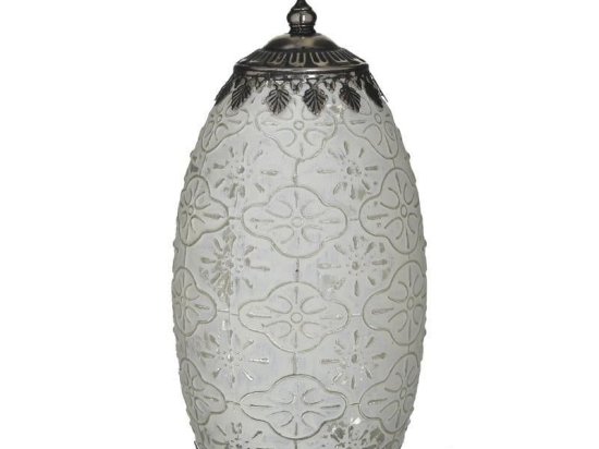 Φανάρι Led 3-70-912-0139 12Χ24 Antique White-Silver Inart Μέταλλο,Γυαλί