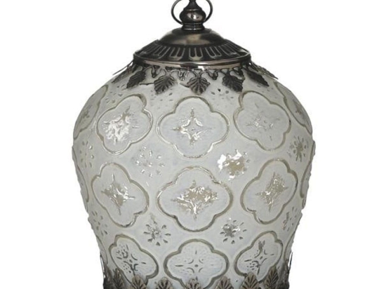 Φανάρι Led 3-70-912-0136 13Χ17 Antique White-Silver Inart Μέταλλο,Γυαλί