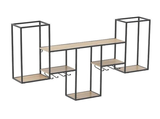 Ραφιέρα-Ποτηροθήκη Τοίχου 3-50-898-0055 97Χ13Χ53cm Black-Natural Inart