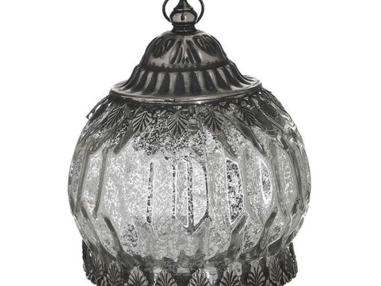 Διακοσμητικό Φανάρι Led 3-70-912-0113 Φ12x16cm Silver Inart Μέταλλο,Γυαλί
