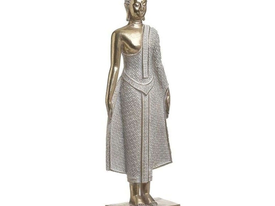 Διακοσμητικός Βούδας 3-70-301-0165 13x7x40cm White-Gold Inart Πολυρεσίνη