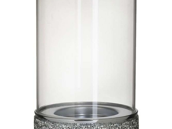 Κηροπήγιο 3-70-427-0057 Φ14x20cm Silver-Clear Inart Μέταλλο,Γυαλί