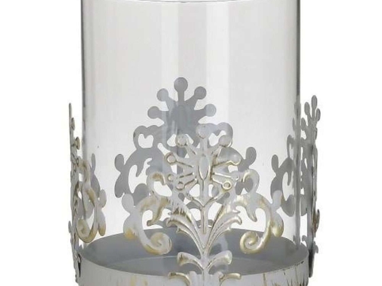 Κηροπήγιο 2-70-788-0008 Φ10x14cm Clear-White Inart Μέταλλο,Γυαλί