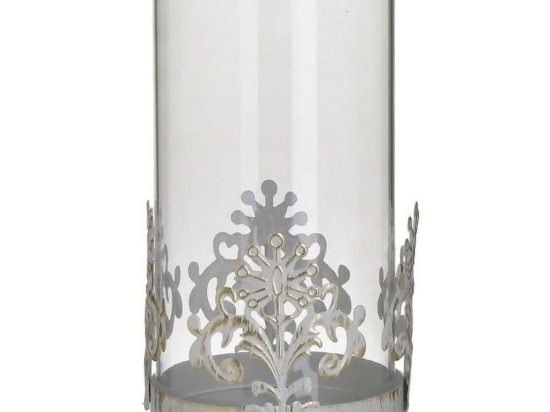 Κηροπήγιο 2-70-788-0009 Φ10x18cm Clear-White Inart Μέταλλο,Γυαλί