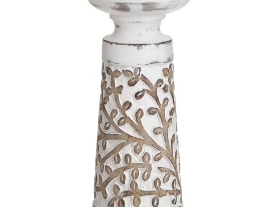 Κηροπήγιο 3-70-459-0030 Φ10x22cm White-Brown Inart Ξύλο