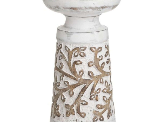 Κηροπήγιο 3-70-459-0029 Φ10x18cm White-Brown Inart Ξύλο