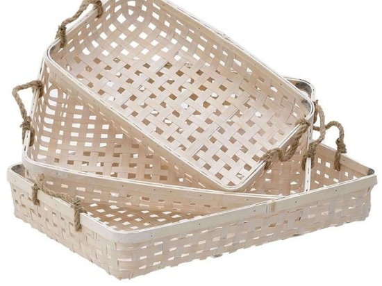 Διακοσμητικοί Δίσκοι Bamboo (Σετ 3Τμχ) 3-70-935-0003 57x39x10/51x34x9/45x27x8cm Beige Inart Bamboo