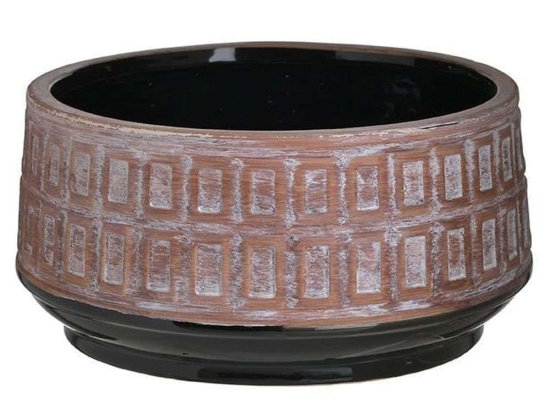 Διακοσμητικό Μπωλ 3-70-685-0239 25x14cm Beige-Black Inart Κεραμικό