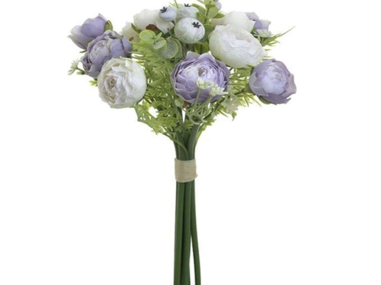Διακοσμητικό Μπουκέτο 3-85-700-0003 33cm White-Purple Inart Μέταλλο,Ύφασμα