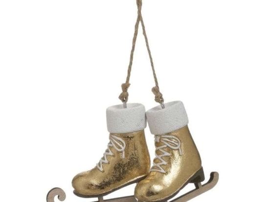 Παγοπέδιλα (Σετ 2Τμχ) 2-70-822-0121 9x3x10cm White-Gold Inart