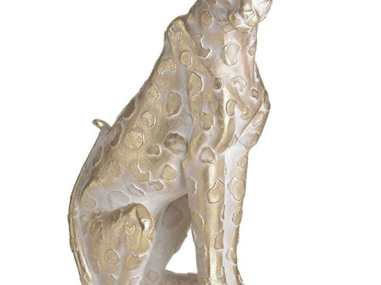Διακοσμητική Λεοπάρδαλη 3-70-211-0164 25x15x35cm White-Gold Inart Πολυρεσίνη
