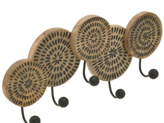 Κρεμάστρα Τοίχου 3-70-245-0027 45x18x6cm Beige-Black Inart Ξύλο