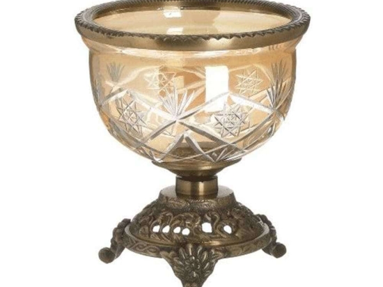 Διακοσμητικό Μπωλ 3-70-124-0065 Φ14x14cm Honey-Gold Inart Μέταλλο,Γυαλί