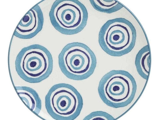 Πιατέλα Στρογγυλή Μάτι 3-60-017-0060 Φ26x2cm White-Blue Inart Κεραμικό