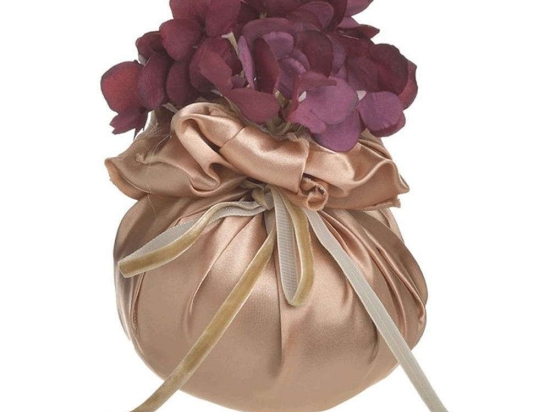 Διακοσμητικό Πουγκί 3-70-151-0424 Φ12x15cm Gold-Purple Inart Πλαστικό, Ύφασμα