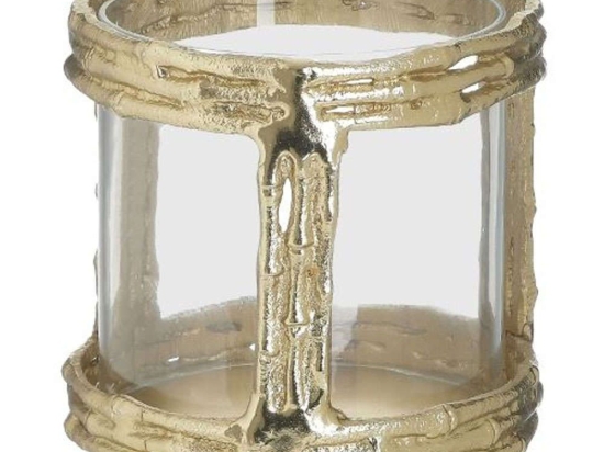 Κηροπήγιο 3-70-983-0064 Φ14x14cm Gold Inart Αλουμίνιο,Γυαλί
