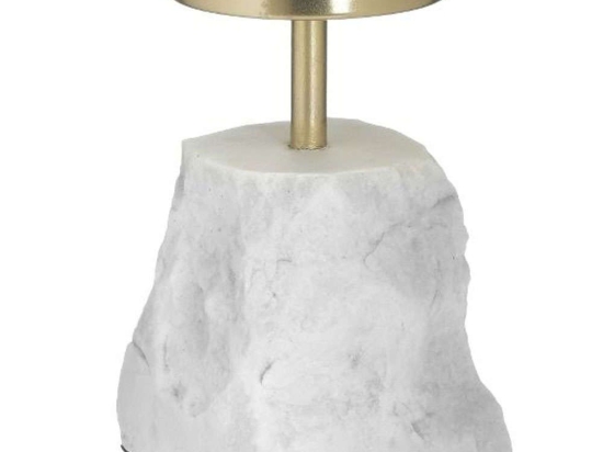 Κηροπήγιο 3-70-983-0074 Φ11x17cm Gold-White Inart Μέταλλο,Μάρμαρο