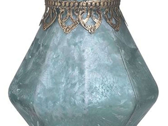 Κηροπήγιο 3-70-912-0208 Φ15x13cm Petrol-Bronze Inart Μέταλλο,Γυαλί