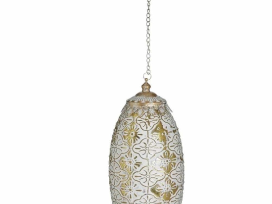 Φανάρι Led 3-70-912-0237 Φ12x24cm White-Gold Inart Μέταλλο