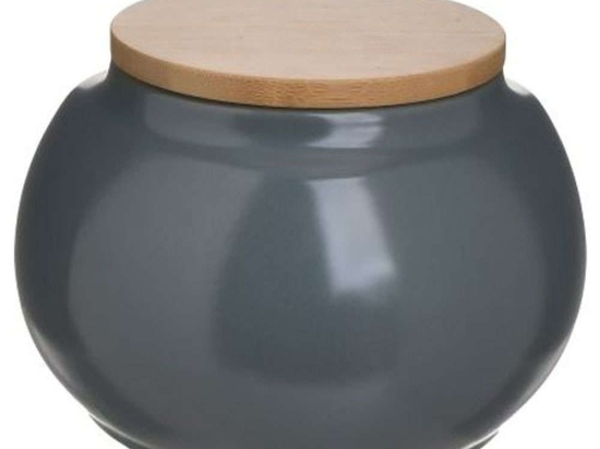 Βάζο Αποθήκευσης 6-60-103-0010 Φ15x9cm 900ml Natural-Blue Click Κεραμικό,Ξύλο