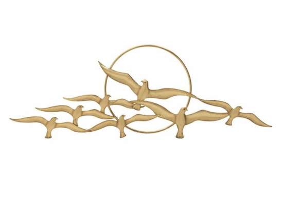 Διακοσμητικό Τοίχου Πουλιά 3-70-120-0076 106x2x38cm Gold Inart Μέταλλο