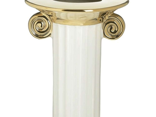 Βάζο Κεραμικό 3-70-151-0731 Φ15x18cm White-Gold Inart Κεραμικό