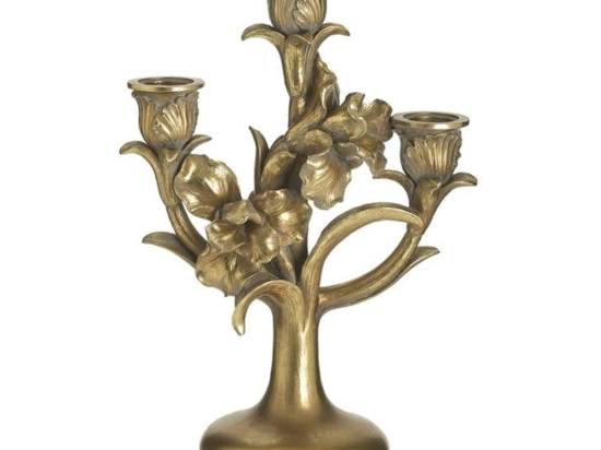Κηροπήγιο 3 Θέσεων 3-70-446-0104 19x11x28cm Gold Inart Ρητίνη