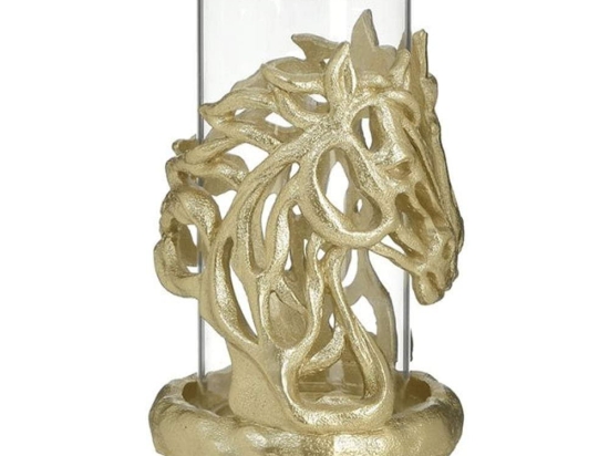 Κηροπήγιο Άλογα 3-70-497-0031 Φ15x22cm Gold-Black Inart Ρητίνη,Γυαλί
