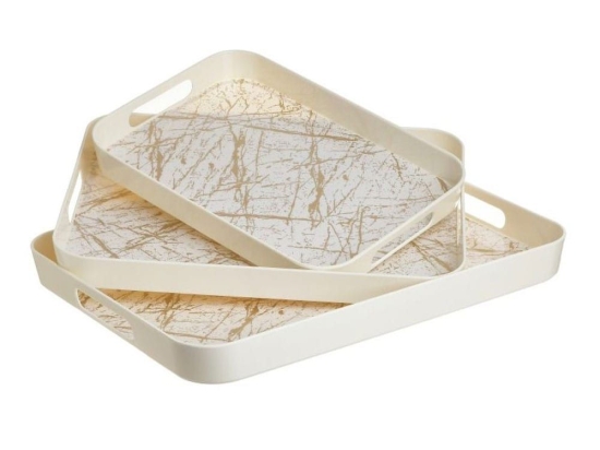 Δίσκοι Σερβιρίσματος 6-70-496-0010 (Σετ 3τμχ) 44x32x4 White-Gold Click Πολυρεσίνη