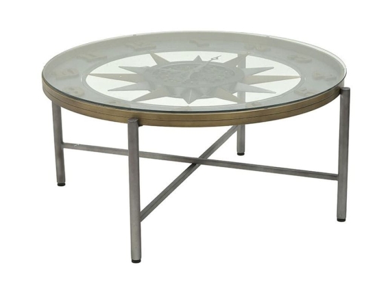 Τραπεζάκι Σαλονιού - Ρολόϊ 3-50-479-0086 108x47 Grey-Gold Inart