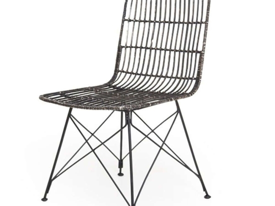 Καρέκλα Τραπεζαρίας KM 0300038 Black (45x55x85) Soulworks Rattan, Μέταλλο