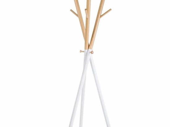 Καλόγερος Bastien 0731415 47x42x172cm Natural-White Μέταλλο,Ξύλο