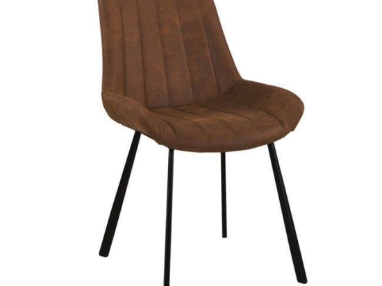 Καρέκλα Μεταλλική Matt ΕΜ790,2 Brown Σετ 4τμχ Μέταλλο,Ύφασμα