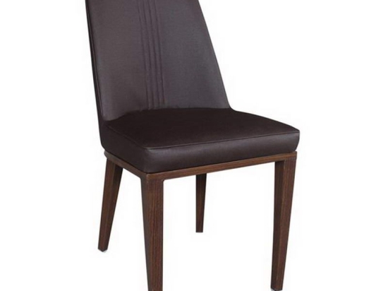 Καρέκλα Caster ΕΜ157,3 45x60x89cm Walnut-Dark Brown Σετ 6τμχ Μέταλλο,Τεχνόδερμα