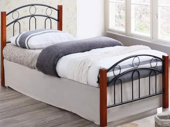 Κρεβάτι Διπλό Norton Ε8109 165x211x79/160x200cm Black Walnut Υπέρδιπλo Μέταλλο,Ξύλο