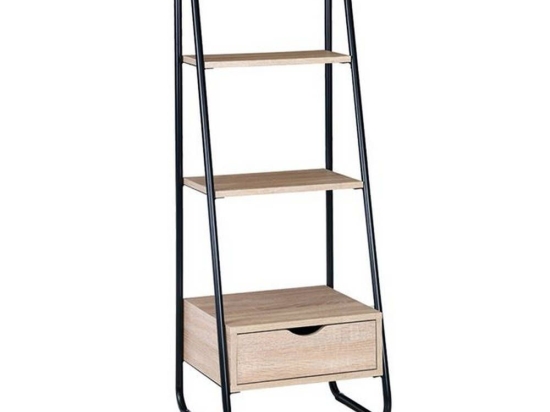 Ραφιέρα ΕΟ428 44x37x114cm Black-Σημύδα Mdf,Μέταλλο
