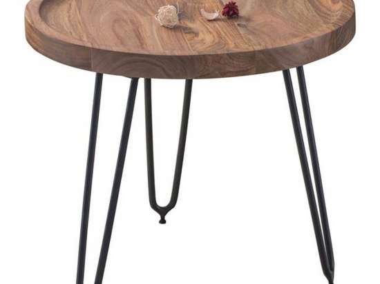 Τραπέζι Σαλονιού Matri Ακακία Natural ΕΑ7076,2 D.45xH.40cm Μέταλλο,Ξύλο