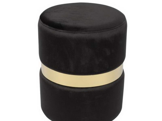 Σκαμπό Βοηθητικό Tommy Ε7037,1 D.35x43cm Gold-Black Μέταλλο,Ύφασμα