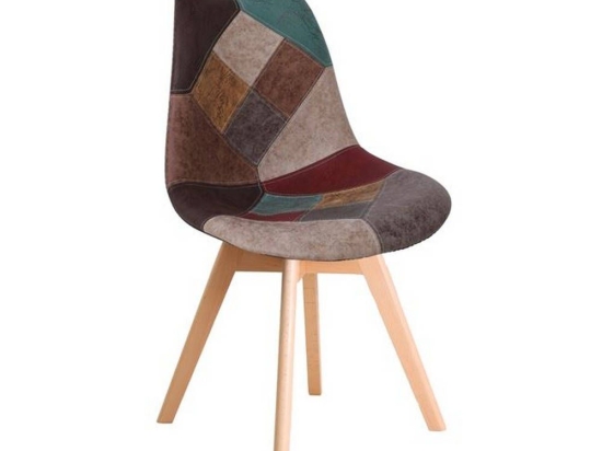 Καρέκλα Martin Patchwork Brown ΕΜ136,84 49x57x82cm Σετ 4τμχ Ξύλο,Ύφασμα