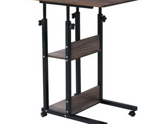 Τραπεζάκι Σαλονιού Βοηθητικό Lift ΕΜ48,2 60x40x68/85cm Black Dark Walnut Μελαμίνη,Μέταλλο