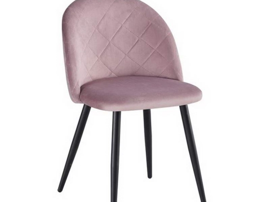 Καρέκλα Bella ΕΜ759,1 50x57x81cm Black Dirty Pink Σετ 4τμχ Μέταλλο,Ύφασμα