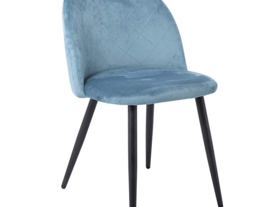 Καρέκλα Bella ΕΜ759,3 50x57x81cm Black Petrol Σετ 4τμχ Μέταλλο,Ύφασμα