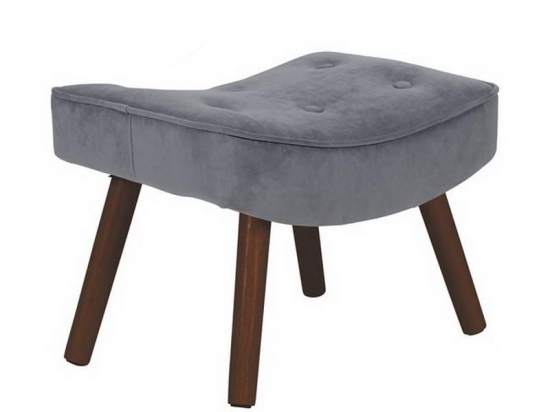 Σκαμπό - Υποπόδιο Alma Ε7141,71Κ 52x38x35cm Walnut-Grey Ξύλο,Ύφασμα
