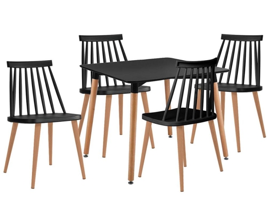 Τραπεζαρία Σετ 5Τμχ ΕΜ139,2S1 80x80x73/43x48x77cm Natural-Black 4 Θέσεων