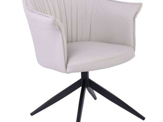 Πολυθρόνα Περιστρεφόμενη Evelyn ΕΜ718,2 64x63x80cm Beige-Black Μέταλλο,Τεχνόδερμα