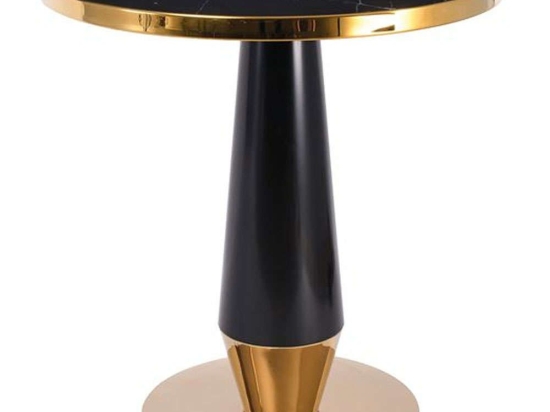 Τραπέζι Olive ΕΜ789,1 Φ70x73cm Marble Black-Gold Μέταλλο,Τεχνομάρμαρο