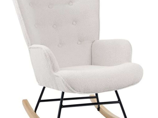 Πολυθρόνα Κουνιστή Alma Teddy Ε7143,8 67x86x92cm White-Black