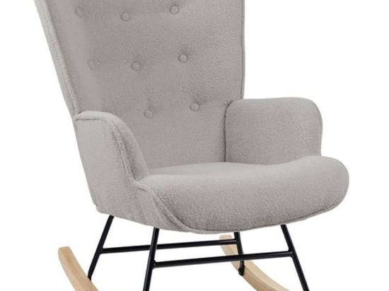 Πολυθρόνα Κουνιστή Alma Teddy Ε7143,9 67x86x92cm Light Grey-Black